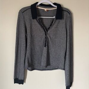 PILCRO from Anthropologie | Medium Waffle Knit Collared Pullover Cropped Shirt